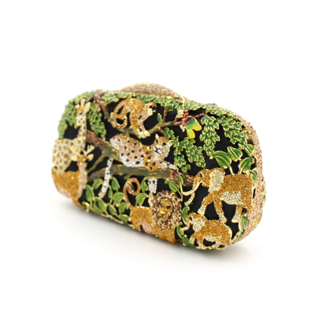 Animal Forest Crystal Clutch | Hollow Metal Evening Bag