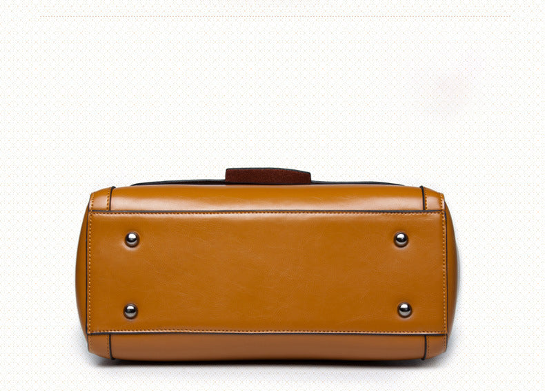 Genuine Leather Structured Shoulder Bag