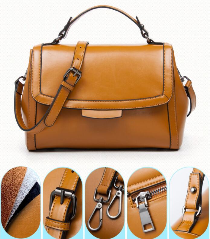 Genuine Leather Structured Shoulder Bag