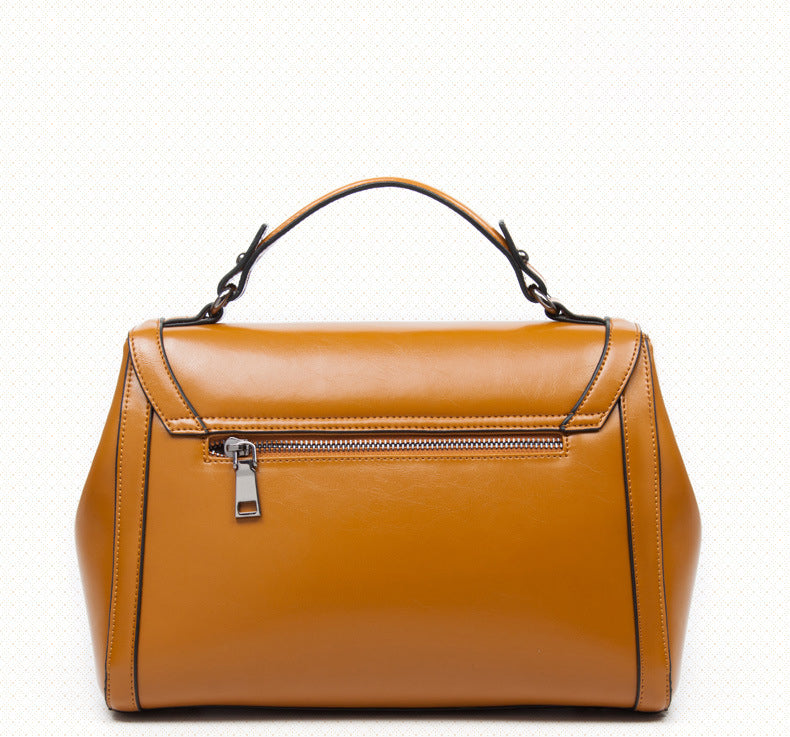 Genuine Leather Structured Shoulder Bag