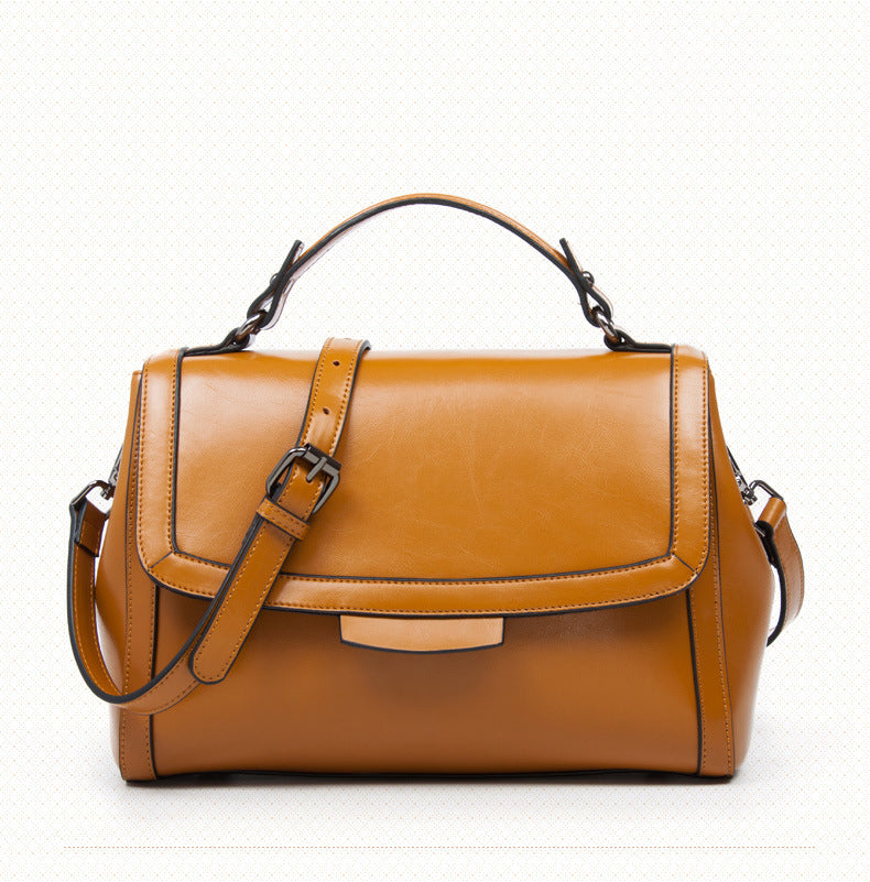 Genuine Leather Structured Shoulder Bag