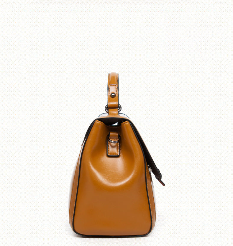 Genuine Leather Structured Shoulder Bag