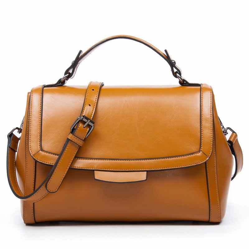 Genuine Leather Structured Shoulder Bag