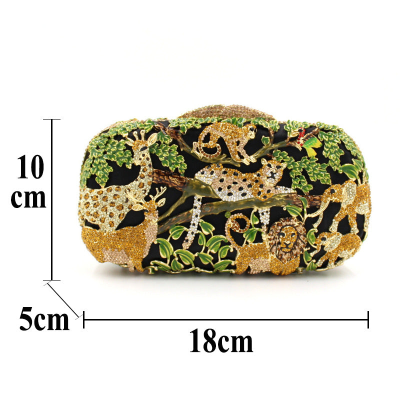 Animal Forest Crystal Clutch | Hollow Metal Evening Bag