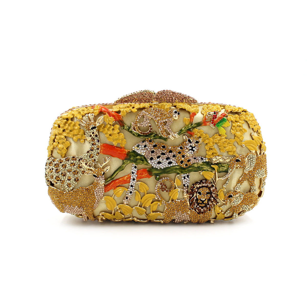Animal Forest Crystal Clutch | Hollow Metal Evening Bag