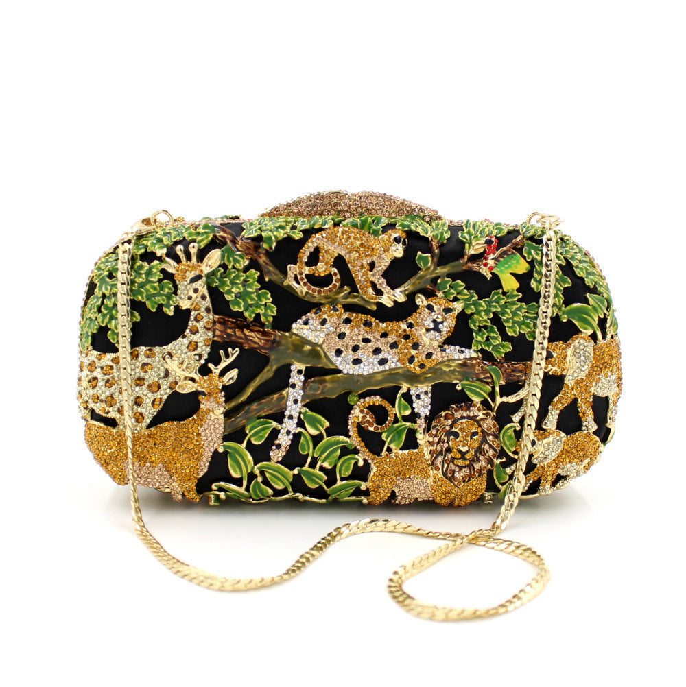 Animal Forest Crystal Clutch | Hollow Metal Evening Bag
