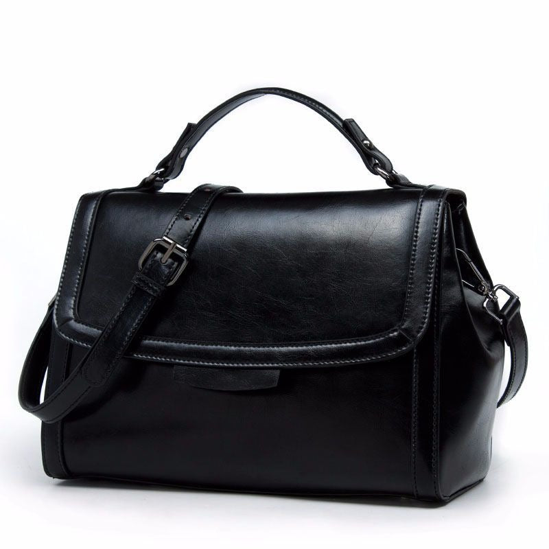Genuine Leather Structured Shoulder Bag