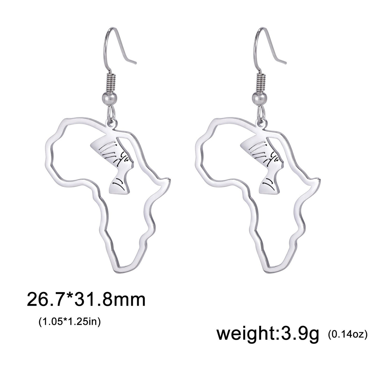 African Map Hollow Cut Pendant Earrings | Stainless Steel